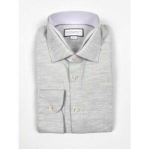 Charles Tyrwhitt Brushed Cotton Twill Shirt Light Grey 16/34 Slim Fit NWT
